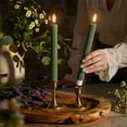 thumbnail image 2 of WYZworks 10" Fluted Ribbed LED Loden Green Grooved Pillar Candles, Remote & 24h Timer Memory, On/Off Switch - Flameless Dimmable Battery Operated w/Flicker Mode, Home Wedding Decor (6 Pack), 2 of 9
