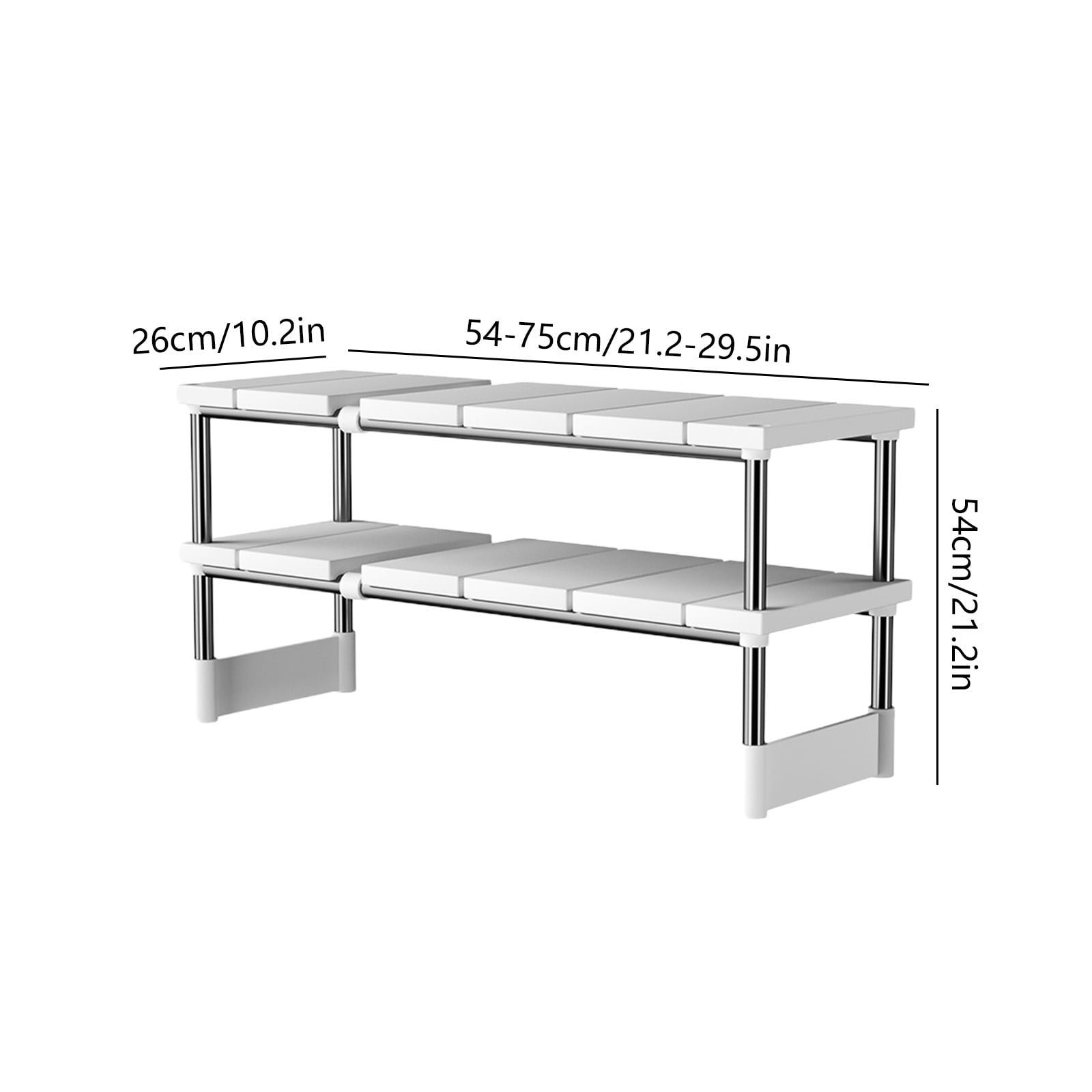 Qonioi Retractable Under Sink Shelf, Expandable Kitchen Cabinet Organizer, Heavy Duty Plastic Storage Rack for Bathroom Sink and Pantry