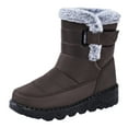 thumbnail image 2 of Women's Mid Calf Snow Boots Winter Warm Comfortable Non Slip Platform Boots Outdoor Fleece Lined High Top Work Shoes Brown Size 8.5, 2 of 6