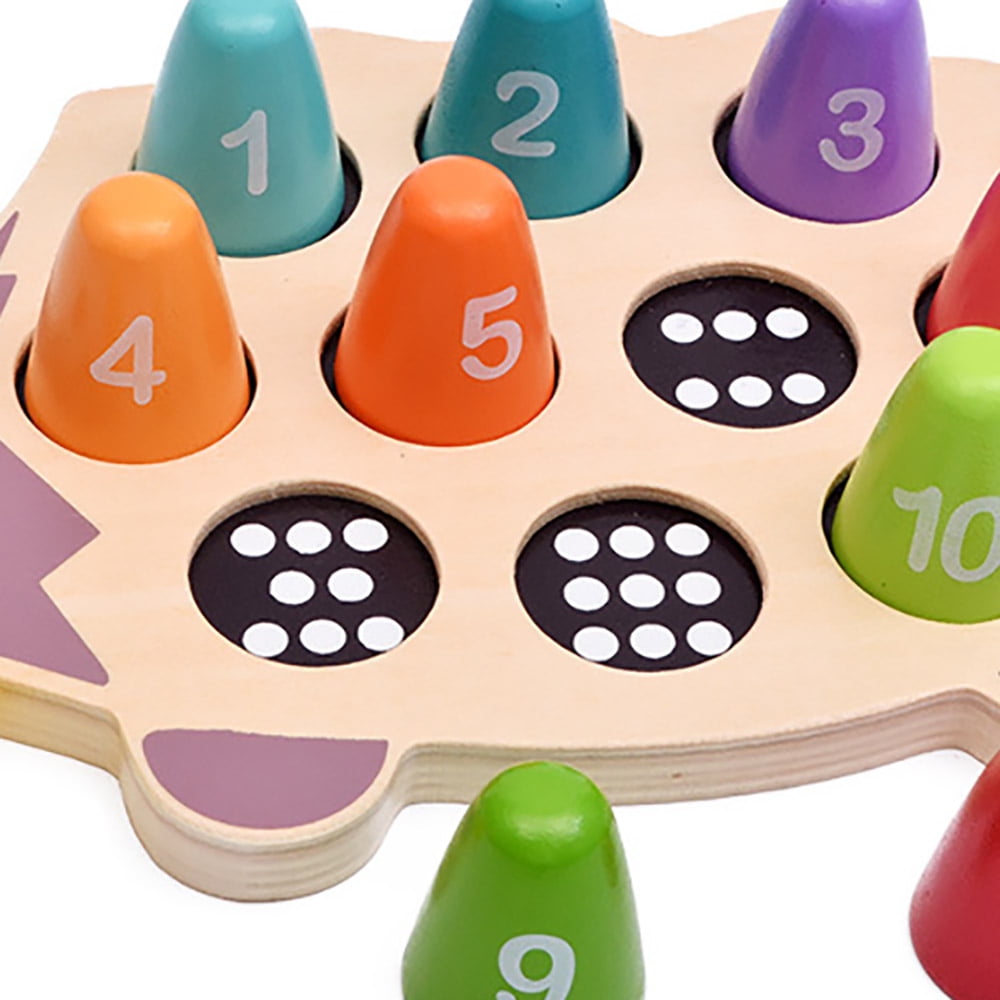 Hedgehog Number Matching Toy Set Wooden Educational Toy for Boys Girls 