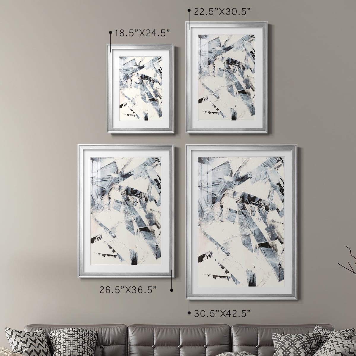 Wexford Home Fractured Ice I Premium Framed Print, 18.5" x 24.5" - Ready to Hang, Silver (Set of 2)