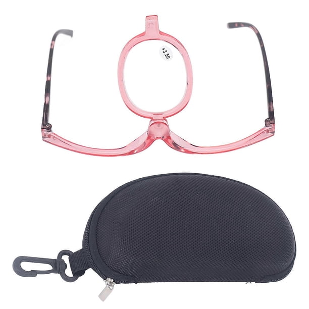 Flip-up Magnifying Makeup Glasses, Scratch-resistant Lenses, Foldable Cosmetic Reading Glasses for Women +3.50