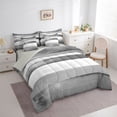 thumbnail image 3 of Castle Fairy Stripes Bedding Comforter Set,Vintage Minimalist Lines Queen Bedding Sets, 3 of 8