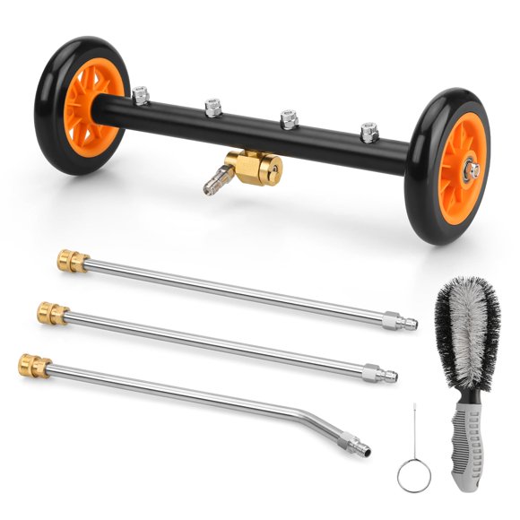 2-in-1 16' Undercarriage Pressure Washer Water Broom, 4000PSI Under Car Pressure Washer Attachment with 3 Pieces Extension Wand &