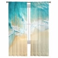 thumbnail image 2 of Teal Beach Semi Sheer Curtains 72 Inch Length 2 Panels Set, Summer Ocean Coastal Nautical Seaside Sheer Kitchen Curtain Privacy Voile Window Curtain for Living Room Bedroom Rod Pocket Drapes, 2 of 7