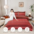 thumbnail image 4 of Castle Fairy Retro Horizontal Stripe Queen Comforter Set 3 Pieces,Mid Century Thin Line Comforter Sets Queen,Rust Crimson Blush,Reversible,1 Comforter and 2 Pillowcases, 4 of 6