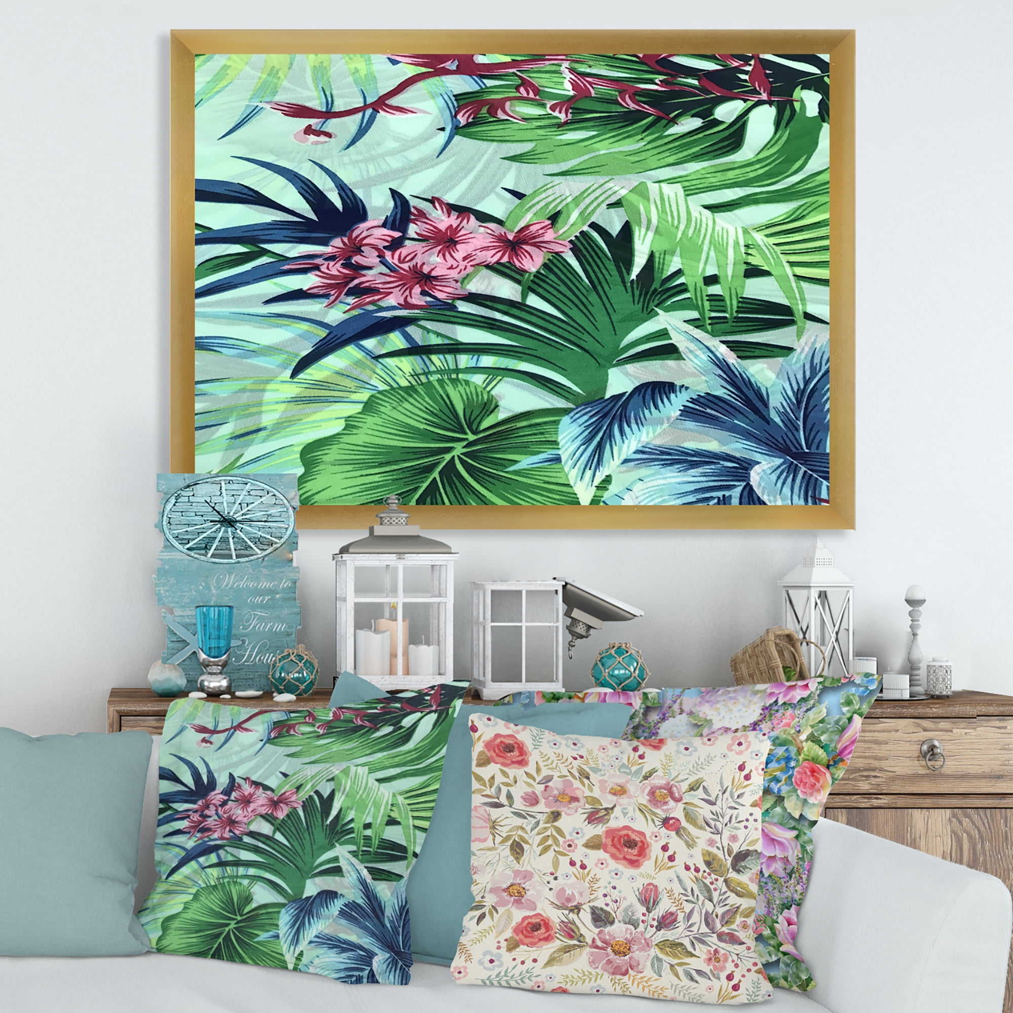 Designart 'VIntage Tropical Flowers VI' Traditional Framed Art Print