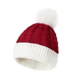 thumbnail image 2 of Under $10 Scarf ,Hat,& Gloves Red Women's Daily Routine Hairball Knitted Hat Santa Hat Hat, 2 of 3