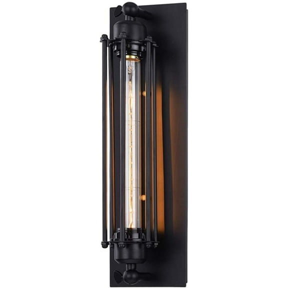 Wall Sconce Light Fixture Industrial Vintage Black Wall Sconces Lamp Black T300 Edison Wall Lamp Creative Metal Iron Flute Art Wall Lamp,for Bedside Balcony Stair Bar Restaurant Hotel,Black