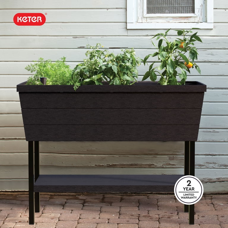 Keter Urban Bloomer Raised Garden Bed with Drainage, Dark Grey photo 8