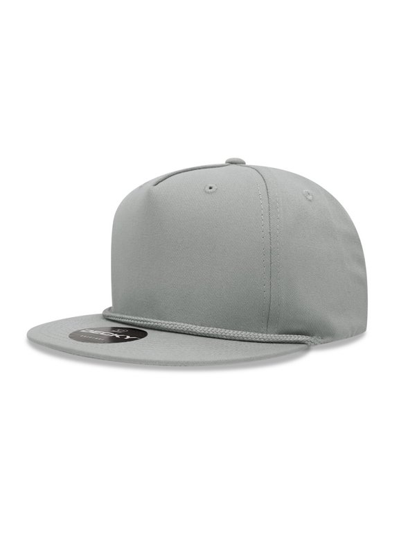 1041 5 Panel High Profile Structured Cotton Blend Snapback-Gray