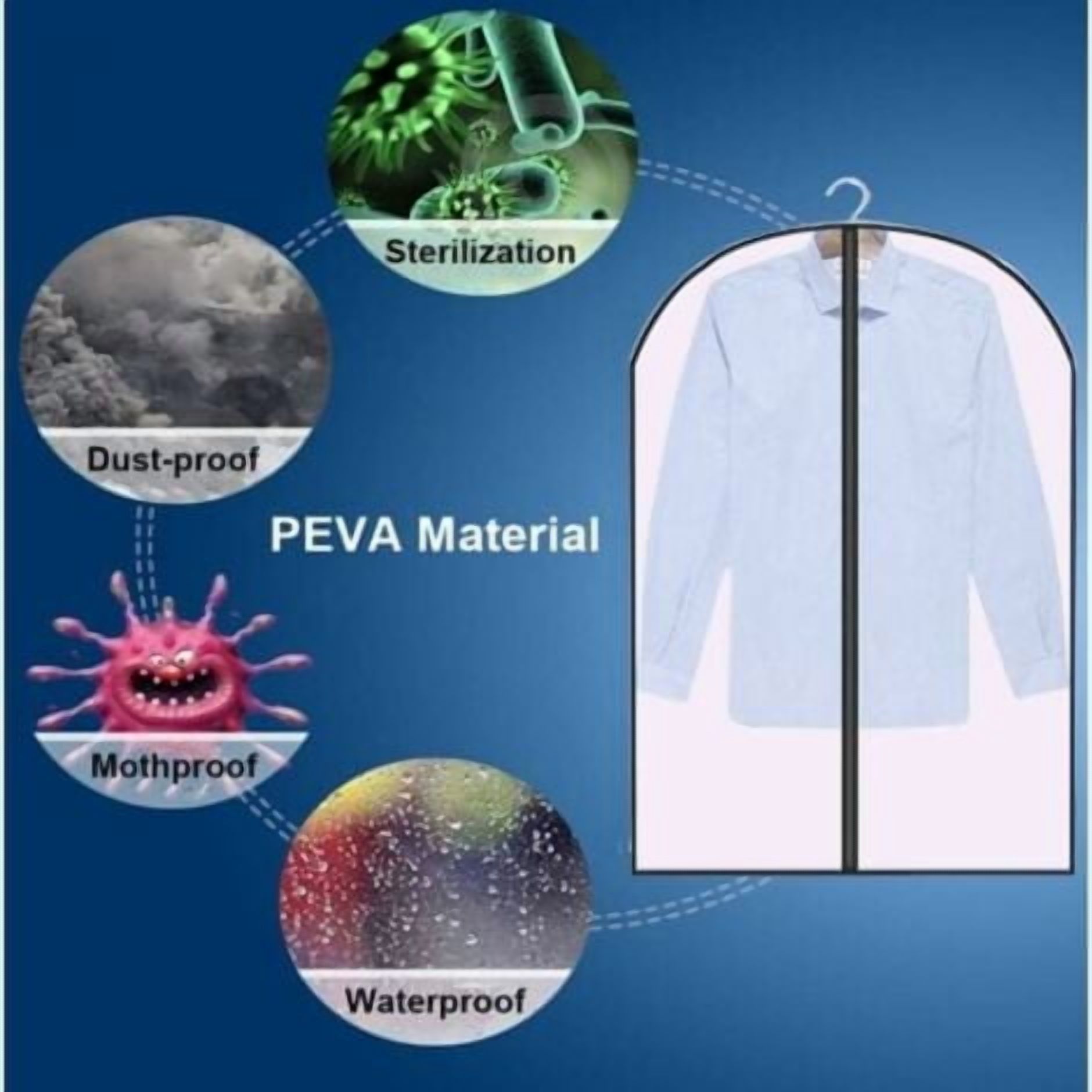 Clear Moth Proof Garment Bag Dustproof Clothes Cover Set Ideal for In Closet Protect Clothes Shirt and Suit