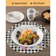 thumbnail image 3 of 13 Inch Round Placemats Set of 6, Bunny Easter Non Slip Heat Insulation PP Table Mats, Black Plaid Spring Floral Pastoral Retro Art Washable Place Mats for Kitchen Dining Party Table Decor, 3 of 7