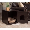 thumbnail image 4 of Litter Box Furniture Enclosure - Hidden  Litter House with Hinged Door, Nightstand & Side Table for Small Cats Dogs - Espresso Wood Cabinet, 4 of 8