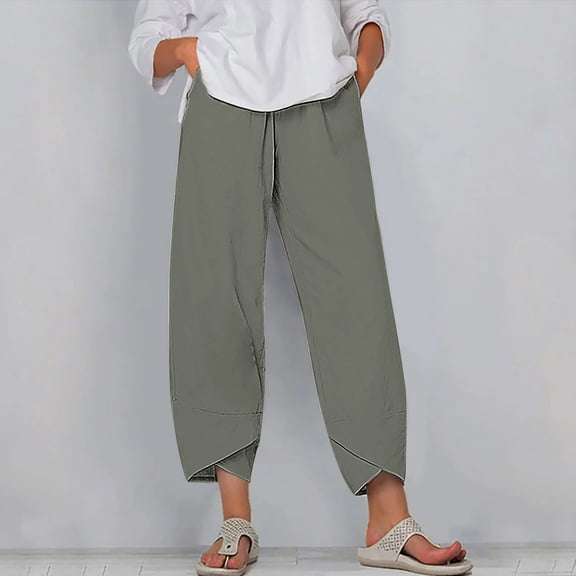 Blmnix Womens Pants Plus Size Palazzo Casual Pants Pajamas Gray High Wide-Leg Cropped Heated Pants for Women,XXXXL