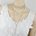 thumbnail image 6 of OPLSKI Fashion Rhinestone Inlaid Multilayer Choker Tassel Chain Necklace Silver, 6 of 8