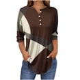 thumbnail image 1 of SwiftWear Blouse for Women Trendy 3/4 V-Neck Button Tops Summer Geometric Patterns Casual Tees 2025, 1 of 5