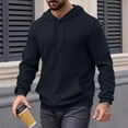 thumbnail image 2 of Mens Hoodies Long Sleeve Textured Hooded Sweatshirt Casual Lightweight Pullover Drawstring Hoodie With Kanga Pocket,Size M-3XL, 2 of 7