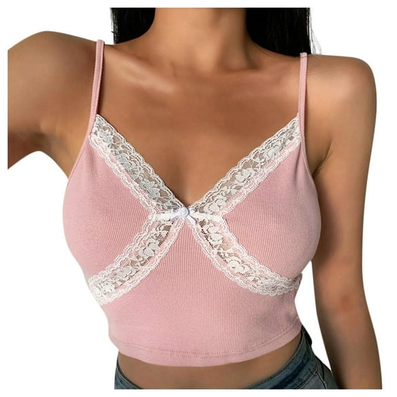 Fengqque Womens Lace V-Neck Tank Tops Ladies Sleeveless Summer Cami Vest T Shirt Blouse