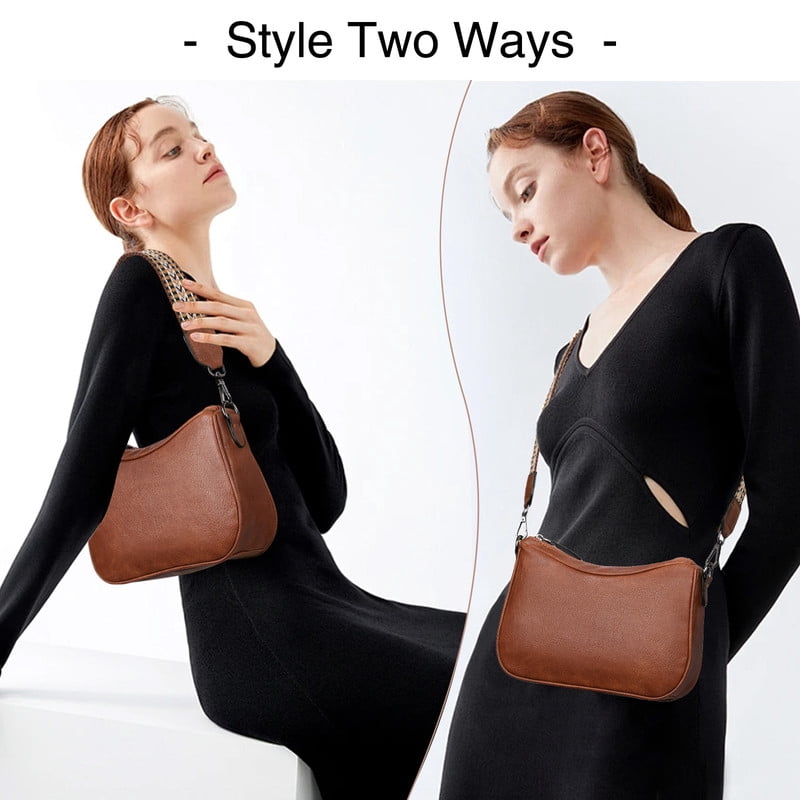 GAEKEAO Women's Shoulder Bag, Medium Handbag, Women's Leather Crossbody Bags with Adjustable Coloured Strap