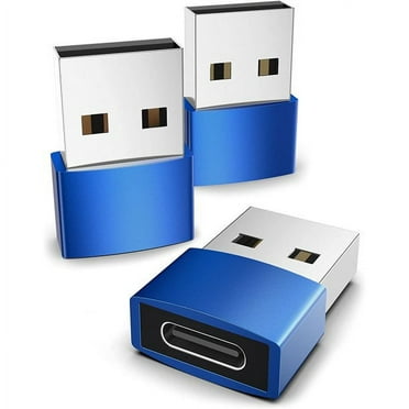 USB C Female to USB A Male Adapter 3 Pack, Type C Charger Cable Power Adapter Compatible with iPad Air 6, iPhone 13/12 Pro Max, Watch S7, Samsung Galaxy S20 etc Blue