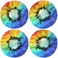 thumbnail image 2 of Shower Caps,Rainbow Tie Dye Wave Pattern Waterproof Shower Cap for Women 4 Pieces,Double Reusable Hair Cover for Shower PEVA Elastic Stretch Hem, 2 of 7