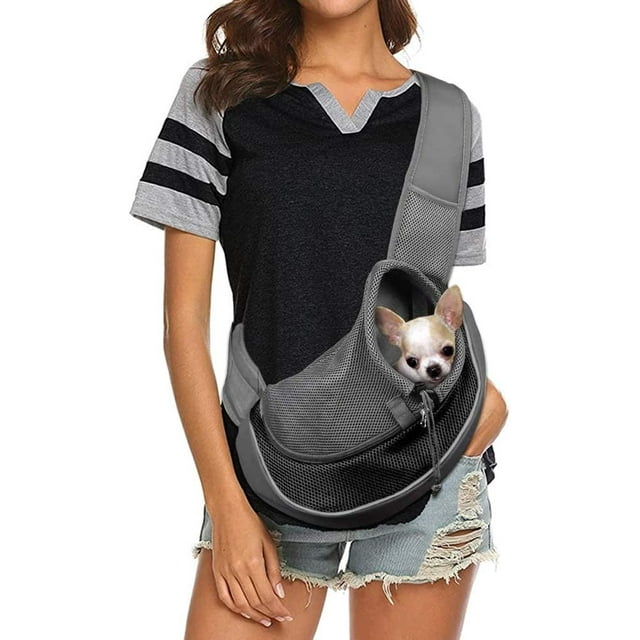 Bolsa transportadora para mascotas, transportín manos libres para cachorros, ideal para perros y gatos pequeños, apto para mascotas de menos de 1,8 kg, bandolera de viaje de malla transpirable para ca