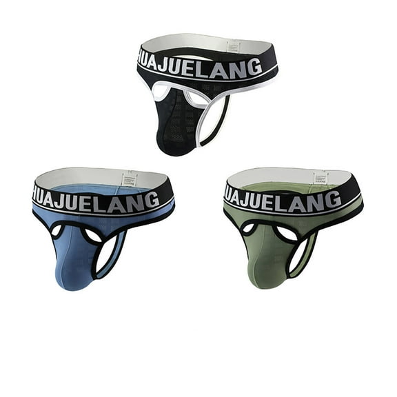 Ohufall Mens Underwear Men's Briefs 3-piece Mesh Sexy Breathable Fashion Men's Thongs Mesh Underwear Clearance