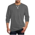 thumbnail image 2 of XUNKUSGA Men's T-Shirts Casual Long Sleeve Longline Crew Neck Pullover Top Fashion Hip Hop Embroidered Tops for Men Soft Comfortable Breathable Going Out Tops M-5XL Gray, 2 of 5