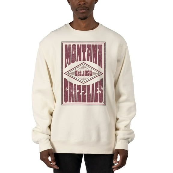 Men's Uscape Apparel Cream Montana Grizzlies Premium Heavyweight Pullover Sweatshirt