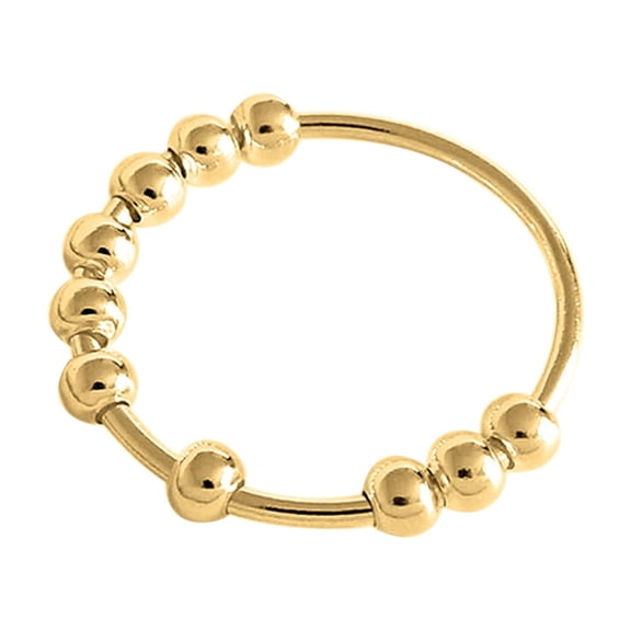 Guodhu Anxiety Fidget Rings for Men & Women Gold Plated Thumb Rings with Spinning Beads Stress Relief Jewelry Ideal for Any Occasion, Adjustable Size