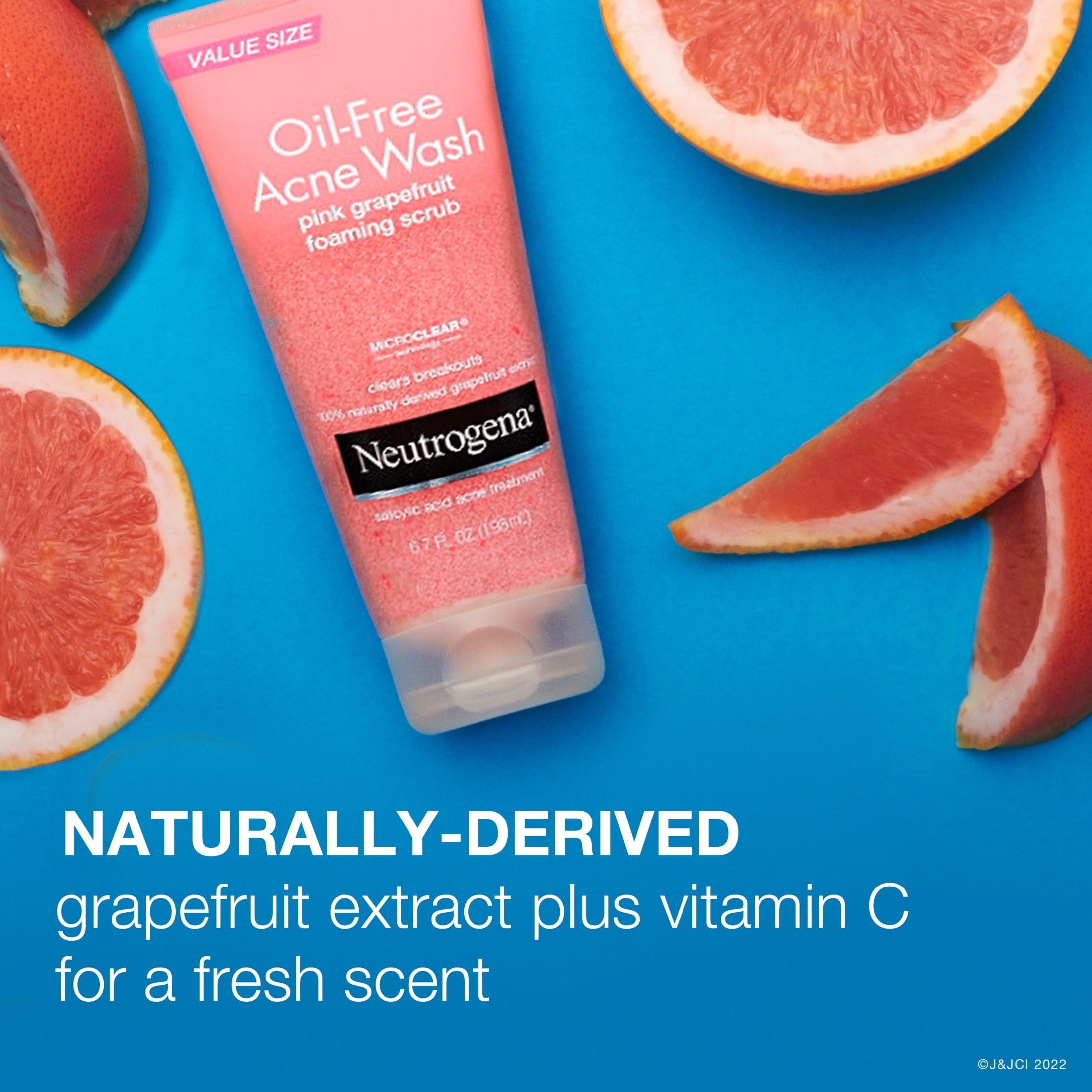 (3 pack) Neutrogena Oil-Free Pink Grapefruit Face Scrub, Salicylic Acid Acne Face Wash, 4.2 fl oz