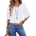 thumbnail image 4 of UVN Blouses for Women V Neck Half Bell Sleeve Shirts Summer Ladies Casual Flowy Tunic Tops, 4 of 9