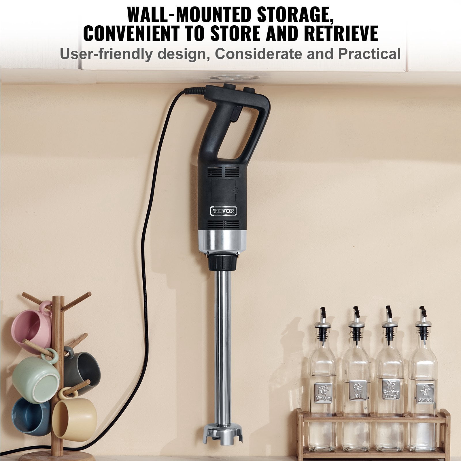750W Commercial Immersion Blender, 16" Heavy Duty Hand Mixer with 304 Stainless Steel Blade, Variable Speed Stick Blender for Soup, Smoothie, Puree, Baby Food, Kitchen & Restaurant Use