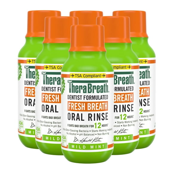Enjuague oral TheraBreath Fresh Breath, menta suave, 90 ml (paquete de 6)