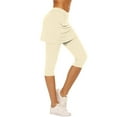 thumbnail image 2 of Fglymey Skirt with Leggings Attached for Women Workout Knee Length Swim Capris Pants Beige S, 2 of 6