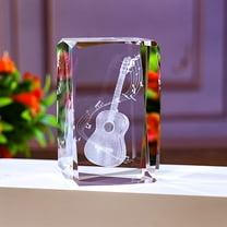 Crystal Guitar Statue, Beautiful Glass Sculptures for Music Lovers, Perfect Music Souvenirs, Guitar Decor for Music Studio and Home Decor, Mini Guitar for Home Office or Living Room
