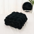 thumbnail image 7 of VK·LIVING Thick Ribbed Faux Rabbit Fur Cozy Reversible Throw Blanket,Super Soft 3D Striped Fuzzy Cozy Blankets,Black,60"x 80", 7 of 7