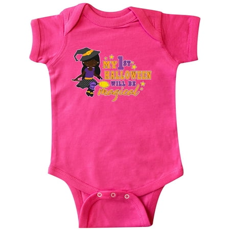 

Inktastic My 1st Halloween will be Magical with Black Haired Witch Gift Baby Girl Bodysuit