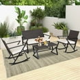 thumbnail image 1 of Costway 4PCS Patio Rattan Wicker Rocking Chairs Loveseat Table Rocker Set Cushions Porch, 1 of 10