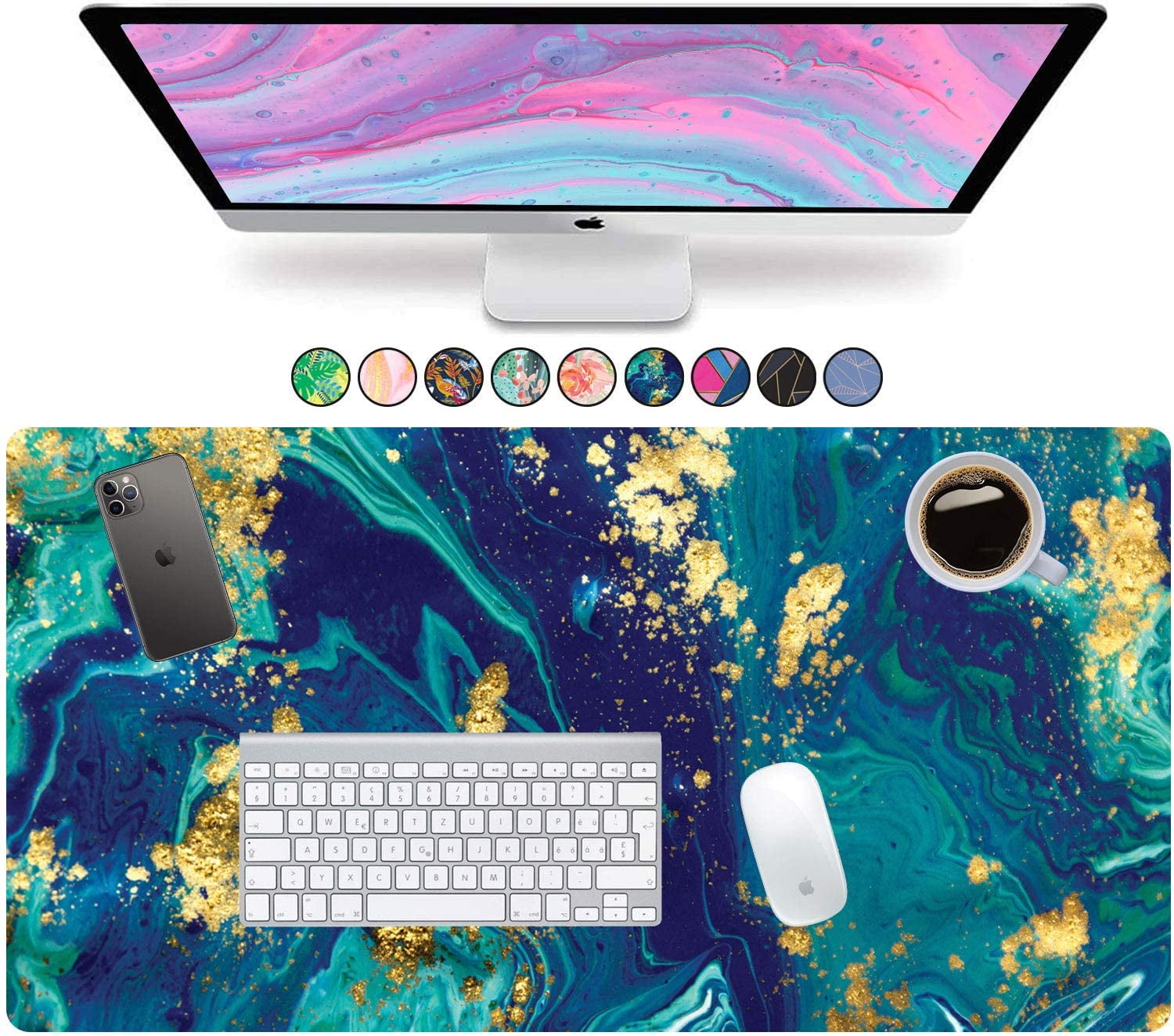 Non Slip Comfortable and Cute Mousepad with Gel Support Desktop Laptop Mouse Pad Wrist Rest Memory Foam for Easy Mouse Movement French Koko Mouse Pad with Wrist Support Marble-lous Fierce 