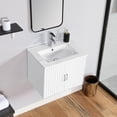 thumbnail image 4 of Seetaras Modern Bathroom Vanity With Sink Wall Mounted Bathroom Cabinet with Ceramic Basin 2 Doors Storage Space Saver Organizer for Home Hotel (Excluding Faucets), 4 of 9