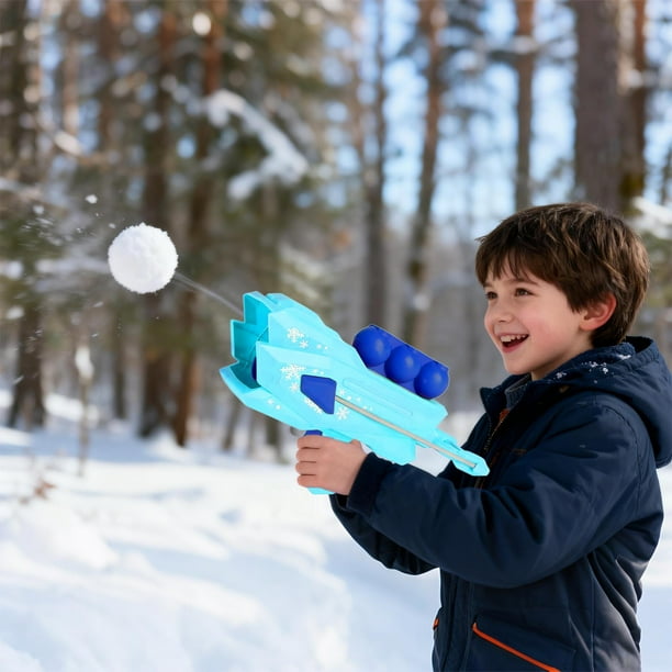Lanzador de bolas de nieve elástico con garra | Disparo de bolas de nieve de doble disparo | Juegos de invierno al aire libre para niños | Juguete seguro para peleas de bolas de nieve para ni