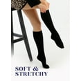 thumbnail image 4 of HUGH UGOLI Women Cotton Knee High Socks, Long Dress School Uniform Socks for Girls, Soft & Lightweight Boot Socks, Shoe Size: 8-11, White / Black, 4 Pairs, 4 of 6