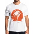 thumbnail image 1 of Camiseta de manga corta con diseño de cocotero tropical para hombre, cuello redondo, diseño de atardecer, color negro-S, 1 of 8