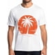 thumbnail image 1 of Camiseta de manga corta con diseño de cocotero tropical para hombre, cuello redondo, diseño de atardecer, color negro-S, 1 of 8