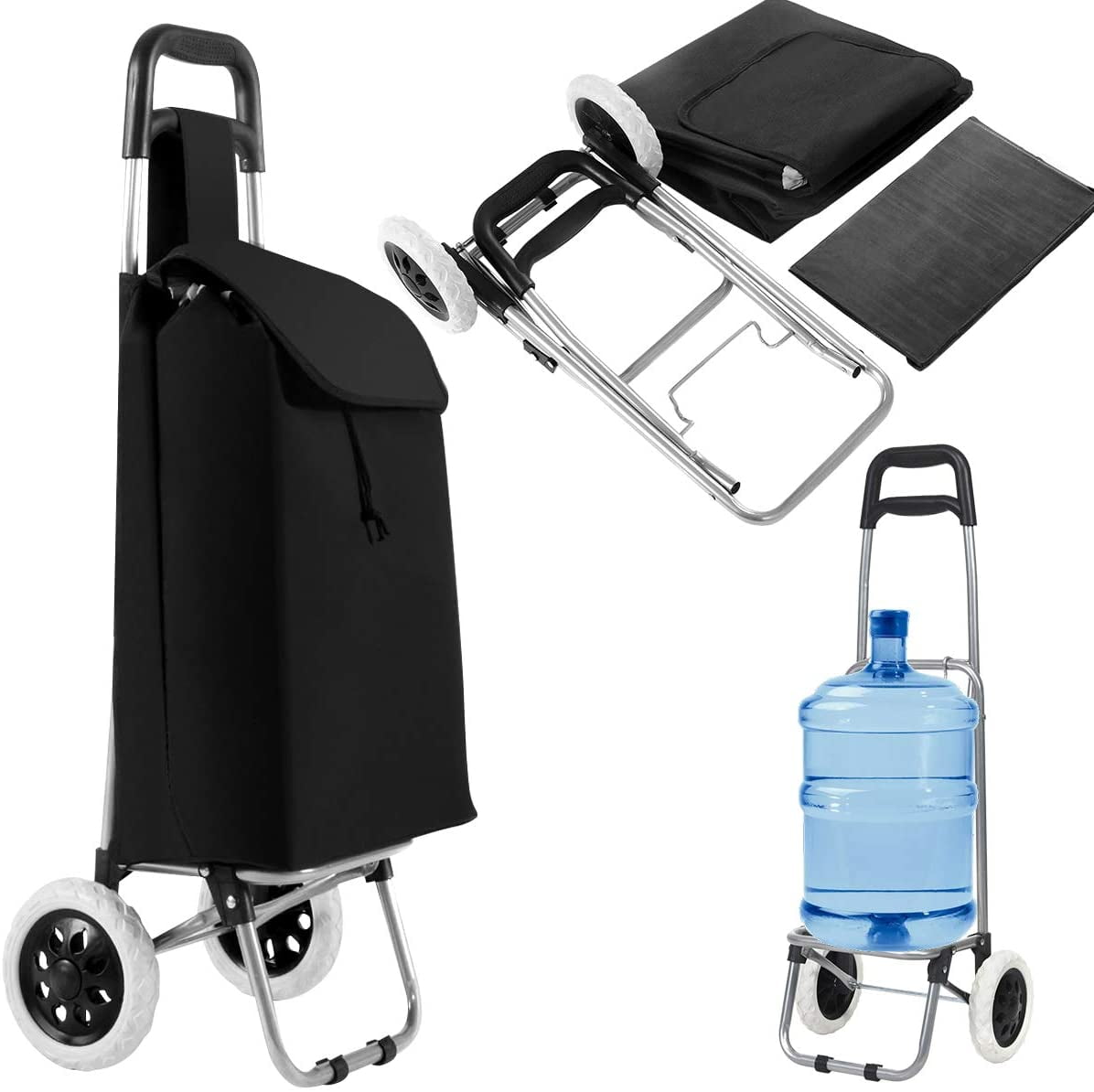 Members Lightweight 2 Wheel Large Shopping Trolley Shopping Cart Foldable Grocery Bag Black 