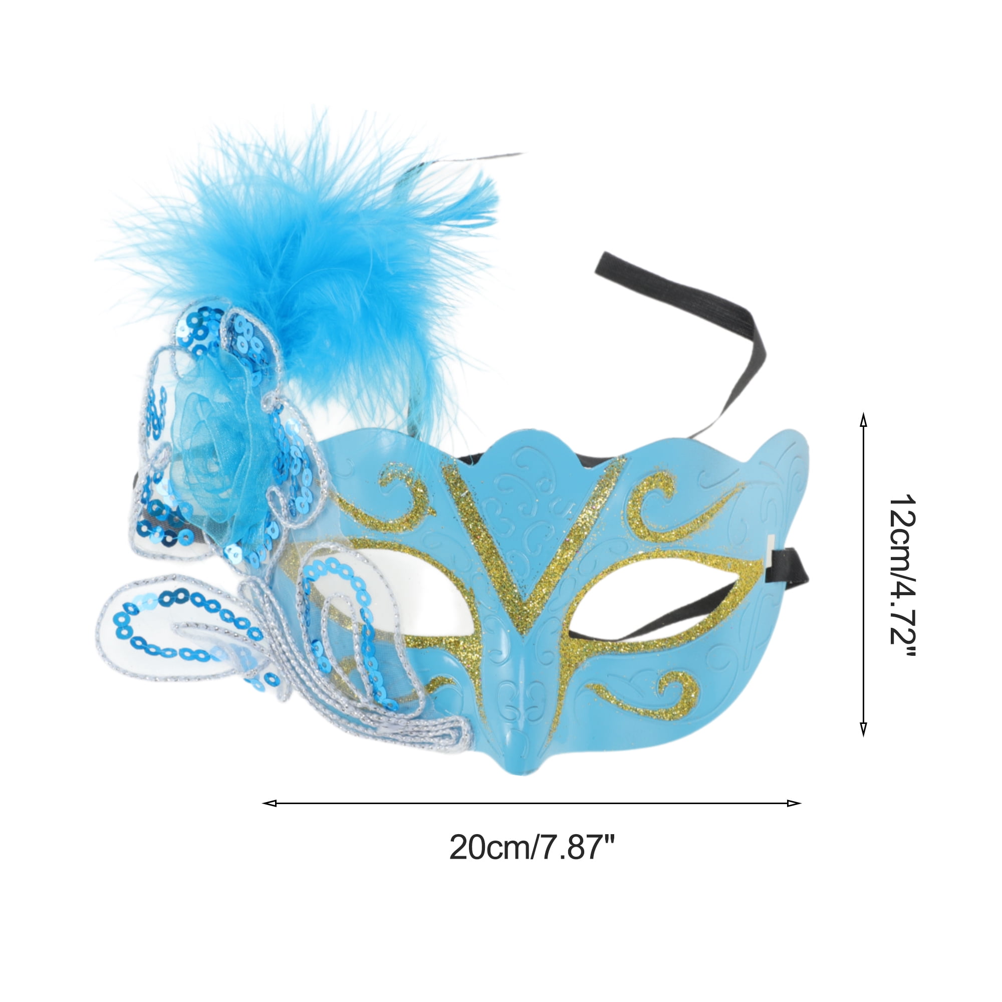 Unique Bargains 1 Pack Dancing Queen Feather Half Face Party Mask Blue