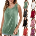 thumbnail image 5 of WREESH Women Summer Sleeveless Pleated Tank Top Round Neck Casual Tunic Shirt Solid Color Blouse, 5 of 5