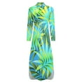 thumbnail image 6 of 2024 Tropical Palm Leaf Chiffon Dress Jungle Print Kawaii Dresses Womens Long Sleeve Street Style V Neck Big Size Casual Dress, 6 of 7
